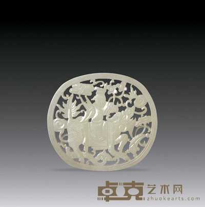 清中期 玉透雕麒麟送子图珮 5.8×5.2cm